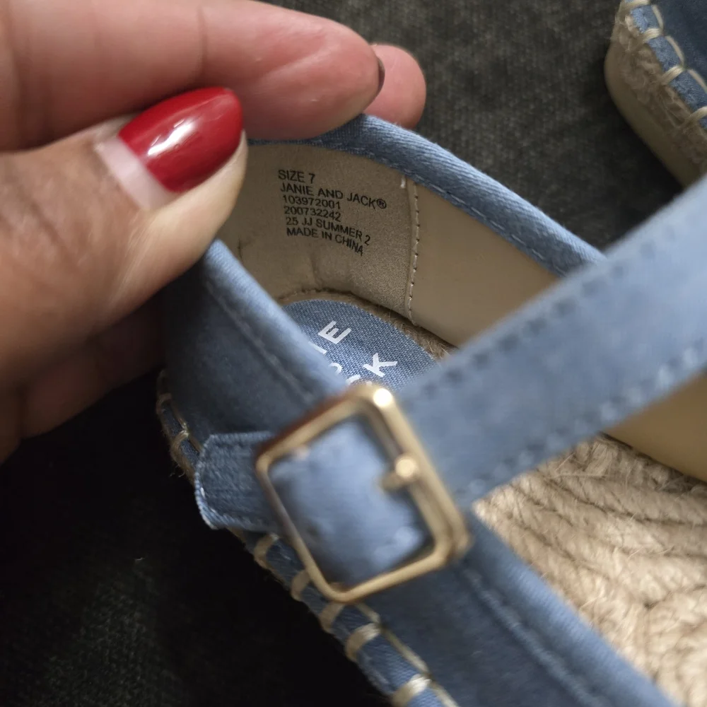 Janie and Jack Light Blue Espadrille Mary Jane Sandals